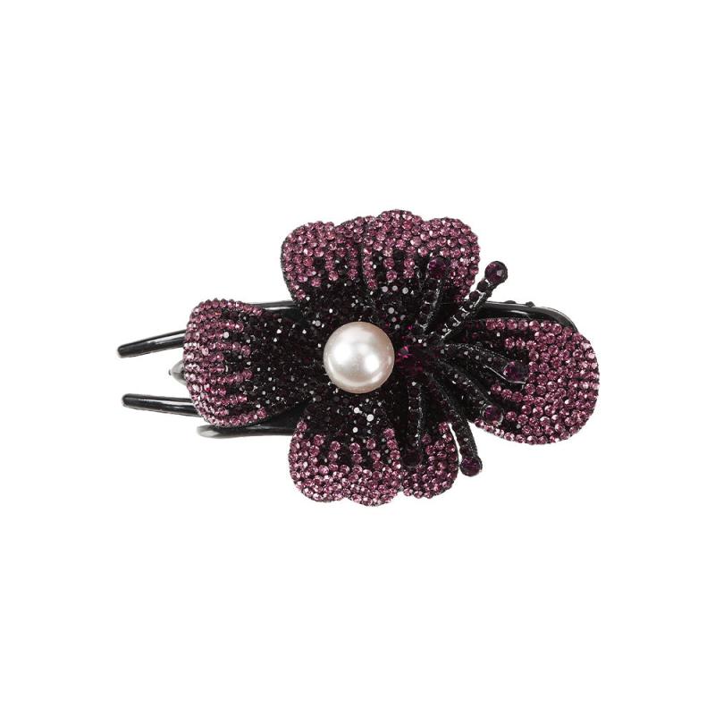 Rhinestone Flower Hair Claw Clip Non Slip Strong Hold Grip Hair Jaw Clip