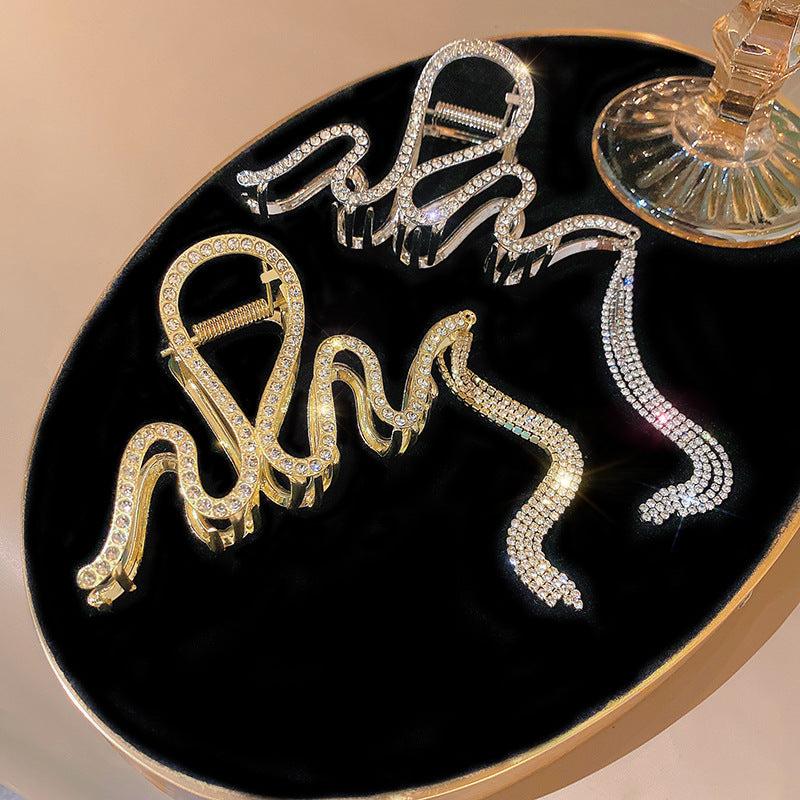 Wavy Hair Claw Clip Rhinestone Tassel Glitter Hair Claw Clip