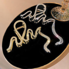 Wavy Hair Claw Clip Rhinestone Tassel Glitter Hair Claw Clip