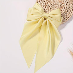 Satin Bow Barrette With Tails Hair Clip for Women Girls