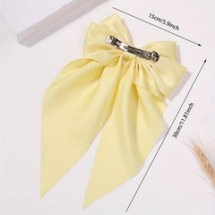 Satin Bow Barrette With Tails Hair Clip for Women Girls