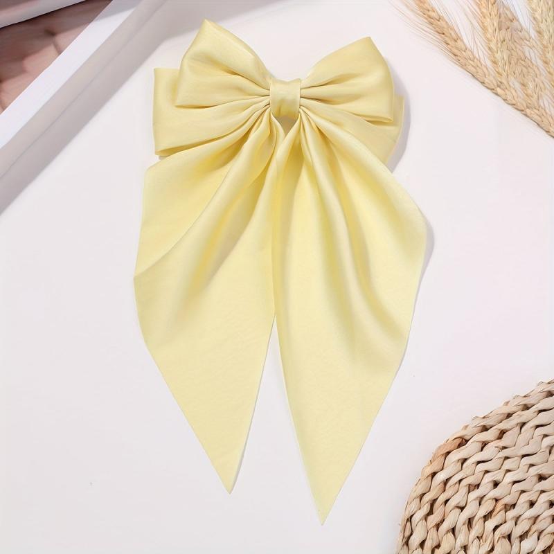 Satin Bow Barrette With Tails Hair Clip for Women Girls