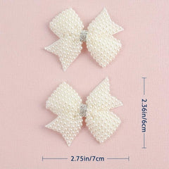 2pcs Faux Pearl Bow Hair Clips for Hair Bangs Braids Girls Baby Accessories