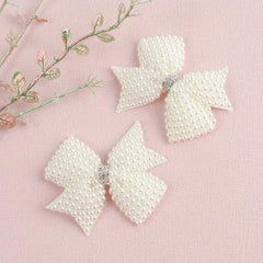 2pcs Faux Pearl Bow Hair Clips for Hair Bangs Braids Girls Baby Accessories