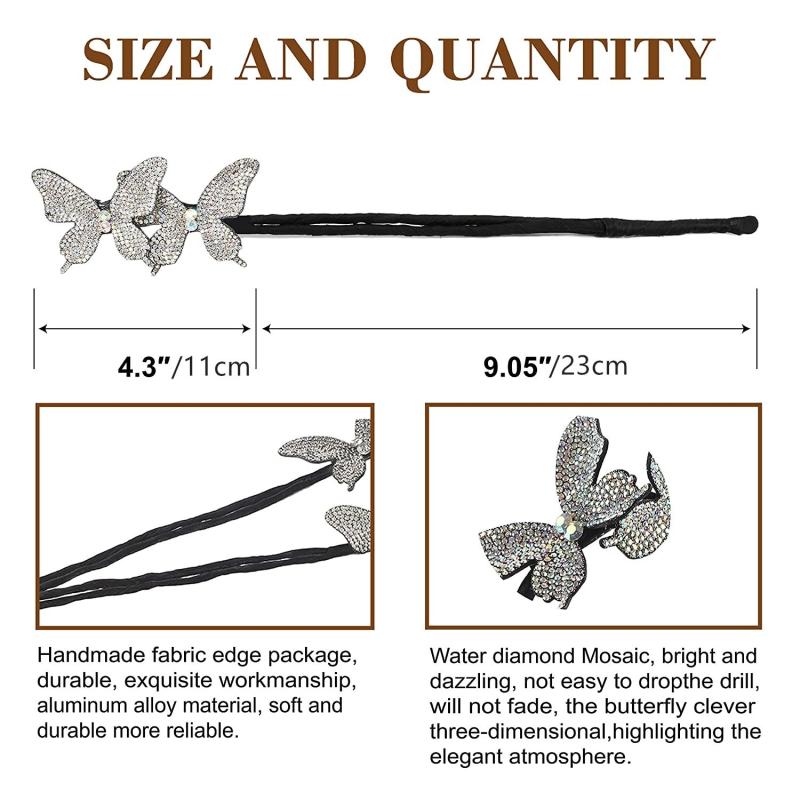 Rhinestone Butterfly Hair Bun Maker Hair Accessory