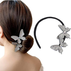 Rhinestone Butterfly Hair Bun Maker Hair Accessory