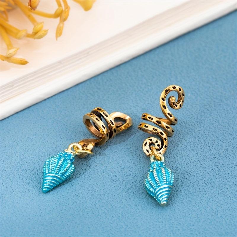 10pcs Conch Shape Hair Beads Oceans Series Hair Rings