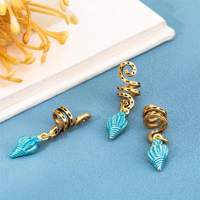 10pcs Conch Shape Hair Beads Oceans Series Hair Rings