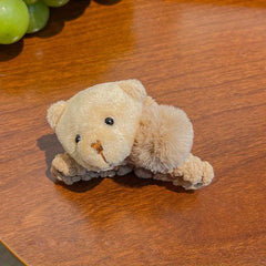 Plush Bear Hair Claw Clip Big Bow Grab Clip Flower Back Head Clip