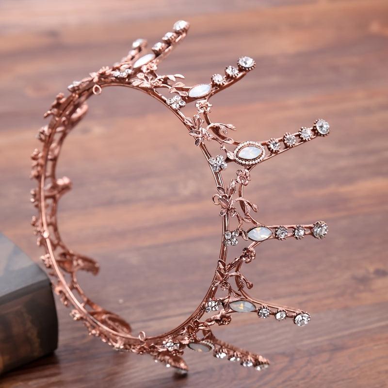 Vintage Golden Queen Princess Tiaras Crowns Crystal Rhinestone Diadems
