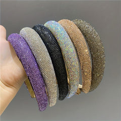 Rhinestone Wide Head Hoop Padded Headband for Women Girls