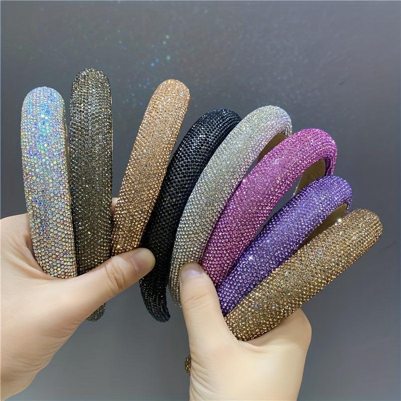 Rhinestone Wide Head Hoop Padded Headband for Women Girls