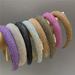 Rhinestone Wide Head Hoop Padded Headband for Women Girls