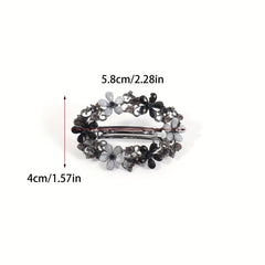 Vintage Rhinestone Flower Hollow Barrette Hair Clip for Women