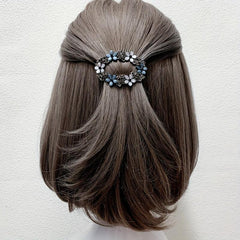 Vintage Rhinestone Flower Hollow Barrette Hair Clip for Women