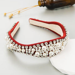 Pearls Beaded Rhinestone Hairband Headpiece for Women Girls