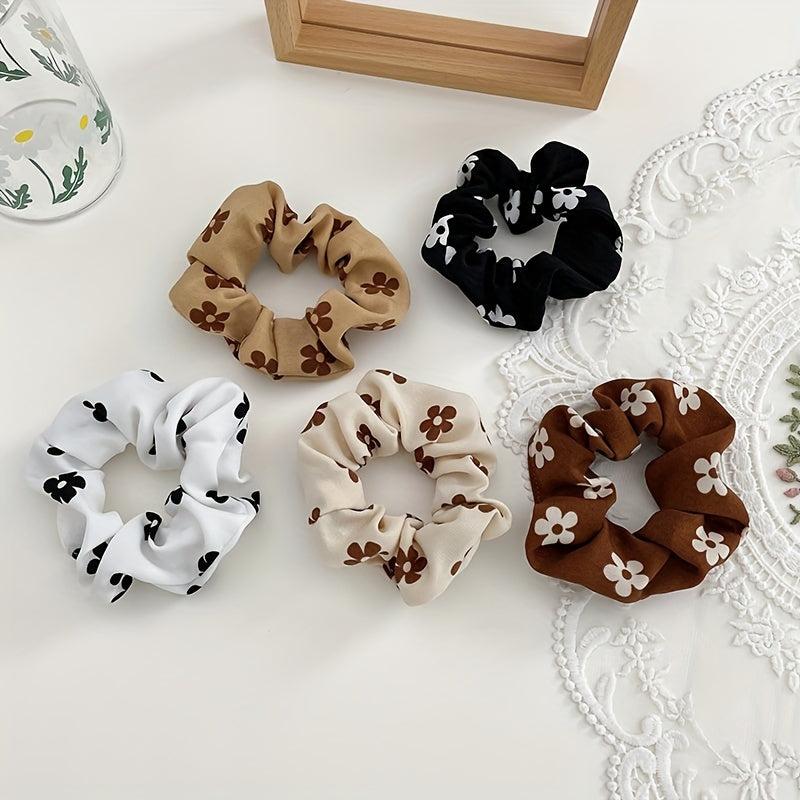 Floral Bow Hair Scrunchies Hair Accessories For Women Style