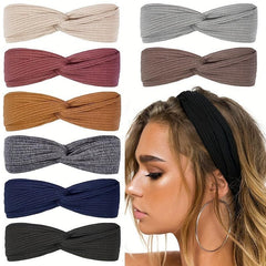 Solid Twist Knotted Boho Headband Stretchy Hair Bands For Girls Women