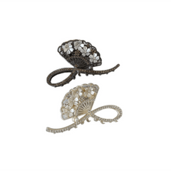 Vintage Rhinestone Flower Fan Hair Claw for Women