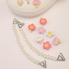 Cartoon Flower & Faux Pearl Shoe Charms - Resin Shoe Accessories