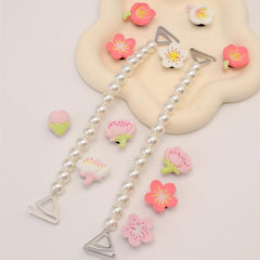 Cartoon Flower & Faux Pearl Shoe Charms - Resin Shoe Accessories