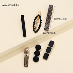 6pcs Zircon Embossed Hair Clip Hair Accessories Strong Hold Daily Party