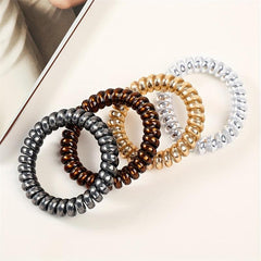 12pcs Spiral Hair Tie Scrunchies Metal Elastic Bands Ponytail Holder
