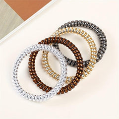 12pcs Spiral Hair Tie Scrunchies Metal Elastic Bands Ponytail Holder