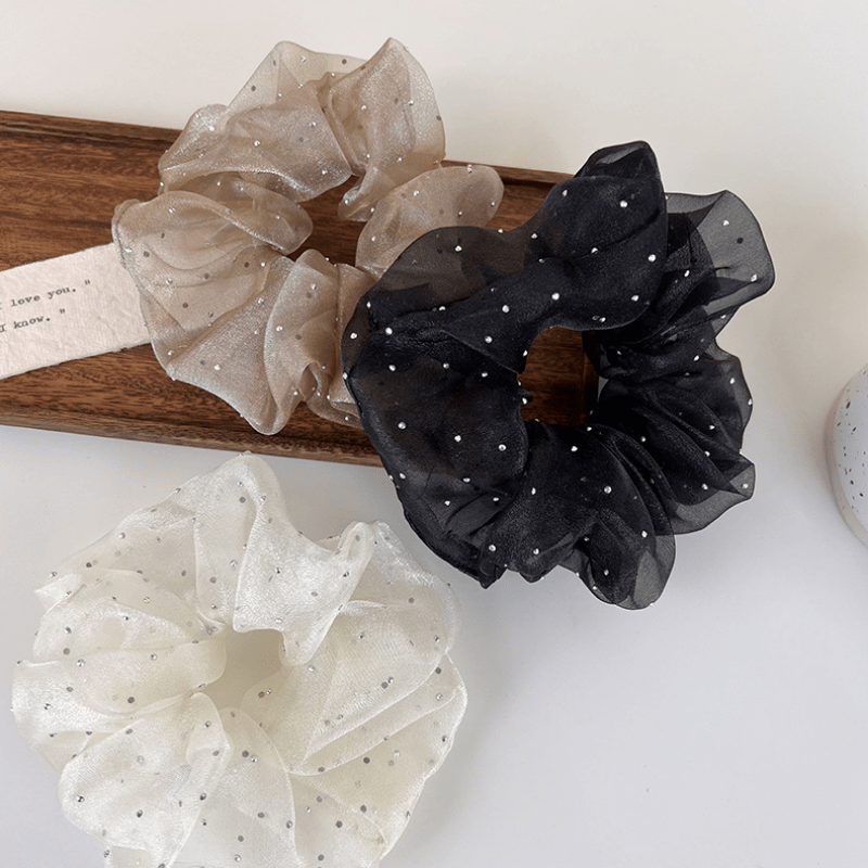 Retro Organza Hair Scrunchies For Women Girls Soft Scrunchie