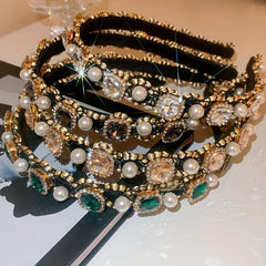 Baroque Crystal Faux Pearl Headband Vintage Head Hoop Headdress