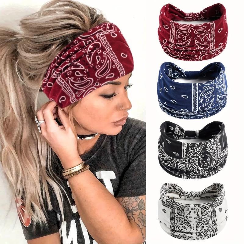 Boho Yoga Sports Hairband Sweatband Elastic Headband