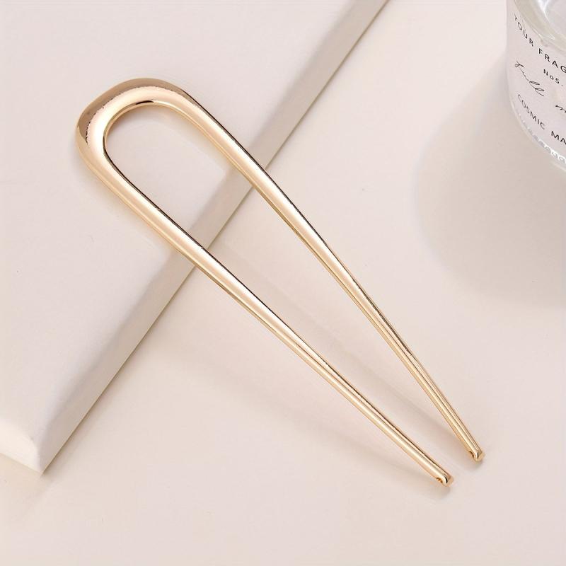 Enamel Colored Metal Hairpin Large U Shaped Ancient Style Daily Headdress