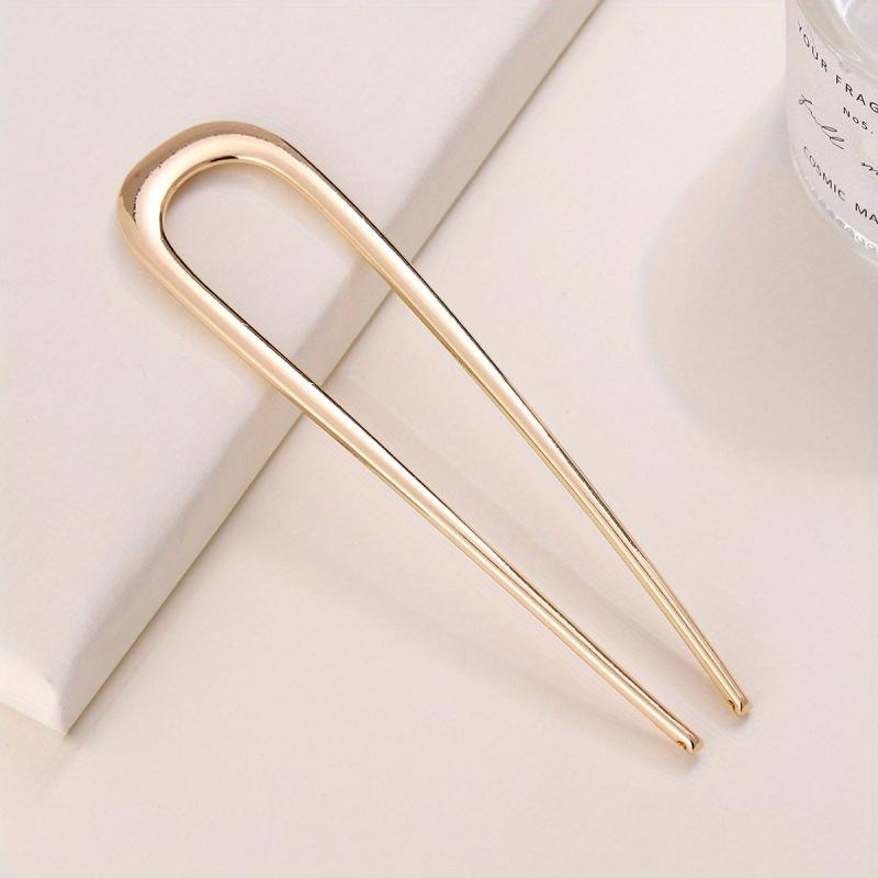 Enamel Colored Metal Hairpin Large U Shaped Ancient Style Daily Headdress