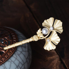 Faux Pearl & Ginkgo Leaf Hair Pin Wedding Headwear