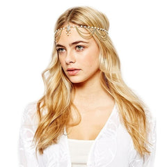 Vintage Faux Pearl Head Chain Bridal Hair Accessory