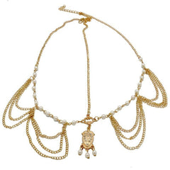 Vintage Faux Pearl Head Chain Bridal Hair Accessory