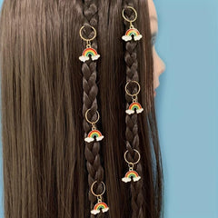 6pcs Rainbow Cloud Braid Hair Accessories Charm Hair Ring