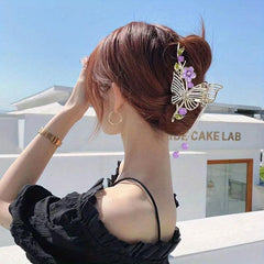 Butterfly Rhinestone Alloy Hair Claw Tassel Flower Shark Claw Hair Accessories
