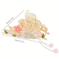 Butterfly Rhinestone Alloy Hair Claw Tassel Flower Shark Claw Hair Accessories