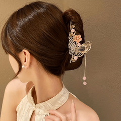 Butterfly Rhinestone Alloy Hair Claw Tassel Flower Shark Claw Hair Accessories