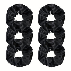 6pcs Large Satin Scrunchie Hair Tie Solid Silk Hair Rope Female Hair Accessories