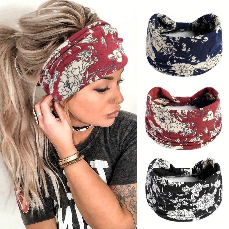 Boho Vintage Headband Floral Turban Bandana for Women