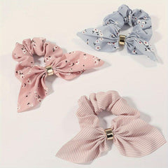3pcs Flower Print Hair Tie Fabric Hair Rope Elastic Scrunchie Hair Accessories