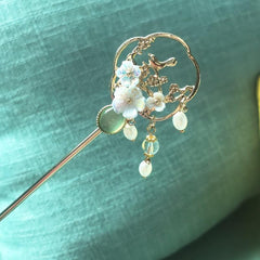 Hanfu Hairpin Faux Pearl Flower Metal Chignon Vintage Chinese Style Cheongsam