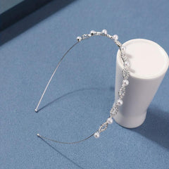Rhinestone Faux Pearl Head Hoop for Women Girls
