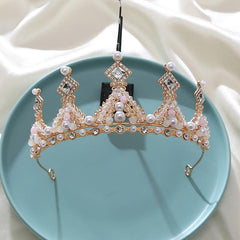Rhinestone Pearl Crown Hairband Bridal Wedding Favor Tiara