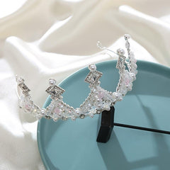 Rhinestone Pearl Crown Hairband Bridal Wedding Favor Tiara