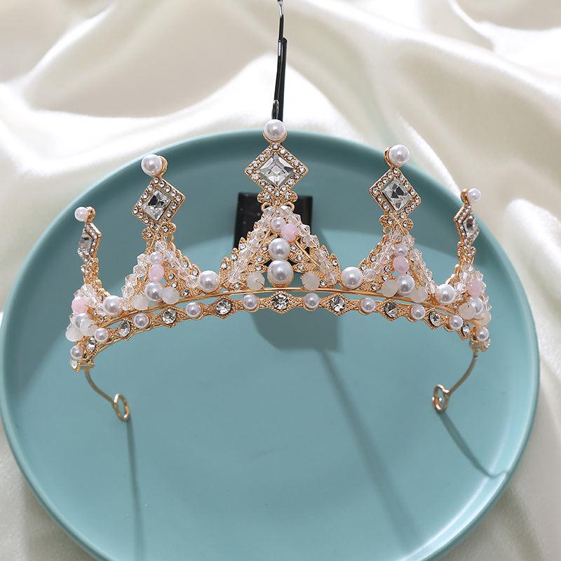 Rhinestone Pearl Crown Hairband Bridal Wedding Favor Tiara