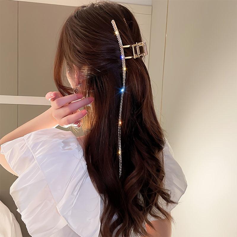 Rhinestone Tassel Hair Claw Clip Strong Hold Grip for Thick Hair