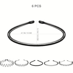 6pcs Wavy Metal Headband for Face Washing Makeup Skincare